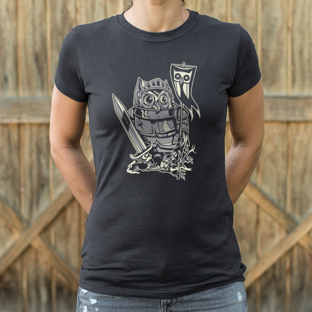 Knight Owl Medieval Armored Owl with Sword and Banner