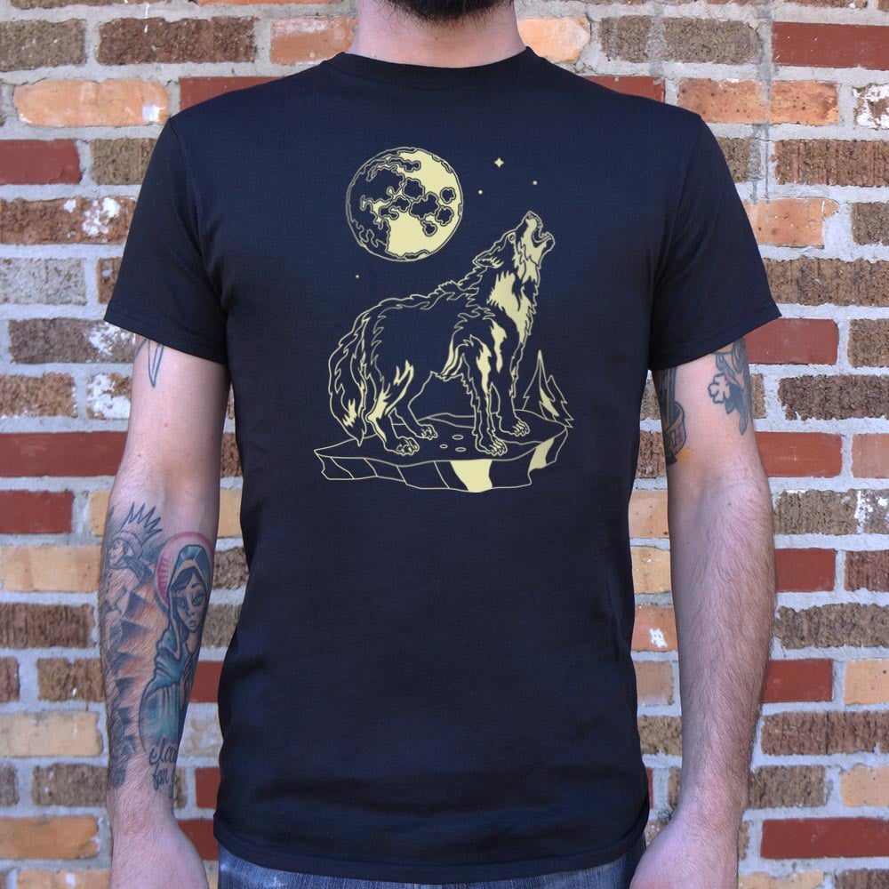 Lone Wolf Howling at the Full Moon