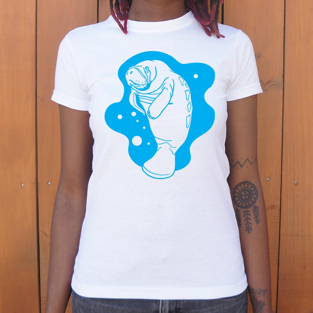 Manatee Swimming in Water Graphic