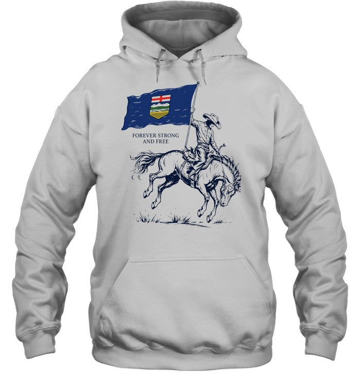 Cowboy Alberta Flag Forever Strong and Free Western Province Canada Alberta Shirt