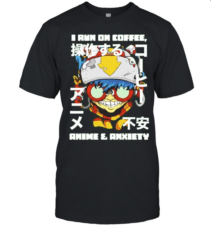 Cyberpunk Gamer I run on coffee anime and anxiety Shirt