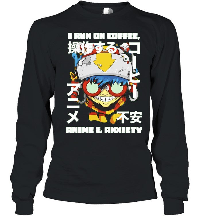 Cyberpunk Gamer I run on coffee anime and anxiety Shirt