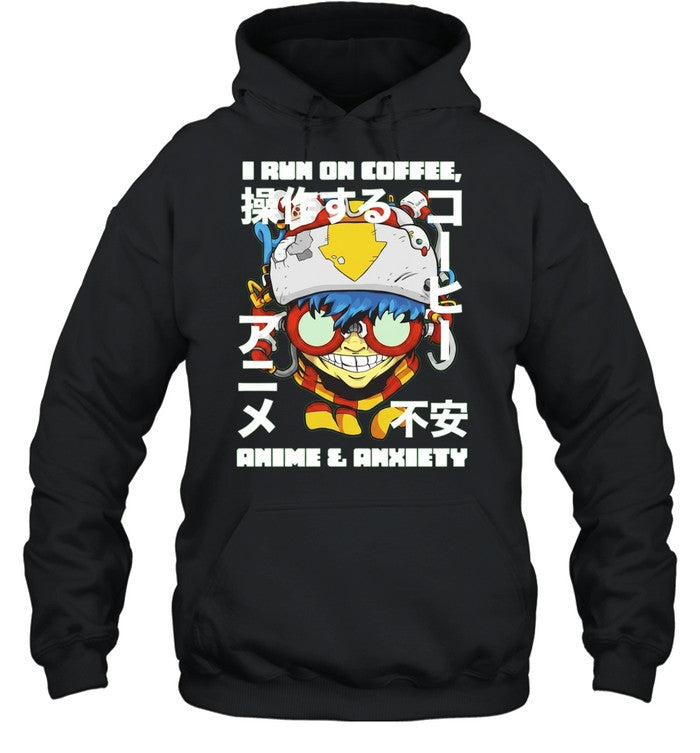 Cyberpunk Gamer I run on coffee anime and anxiety Shirt