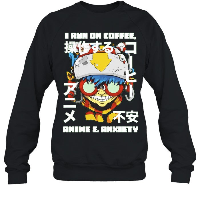 Cyberpunk Gamer I run on coffee anime and anxiety Shirt