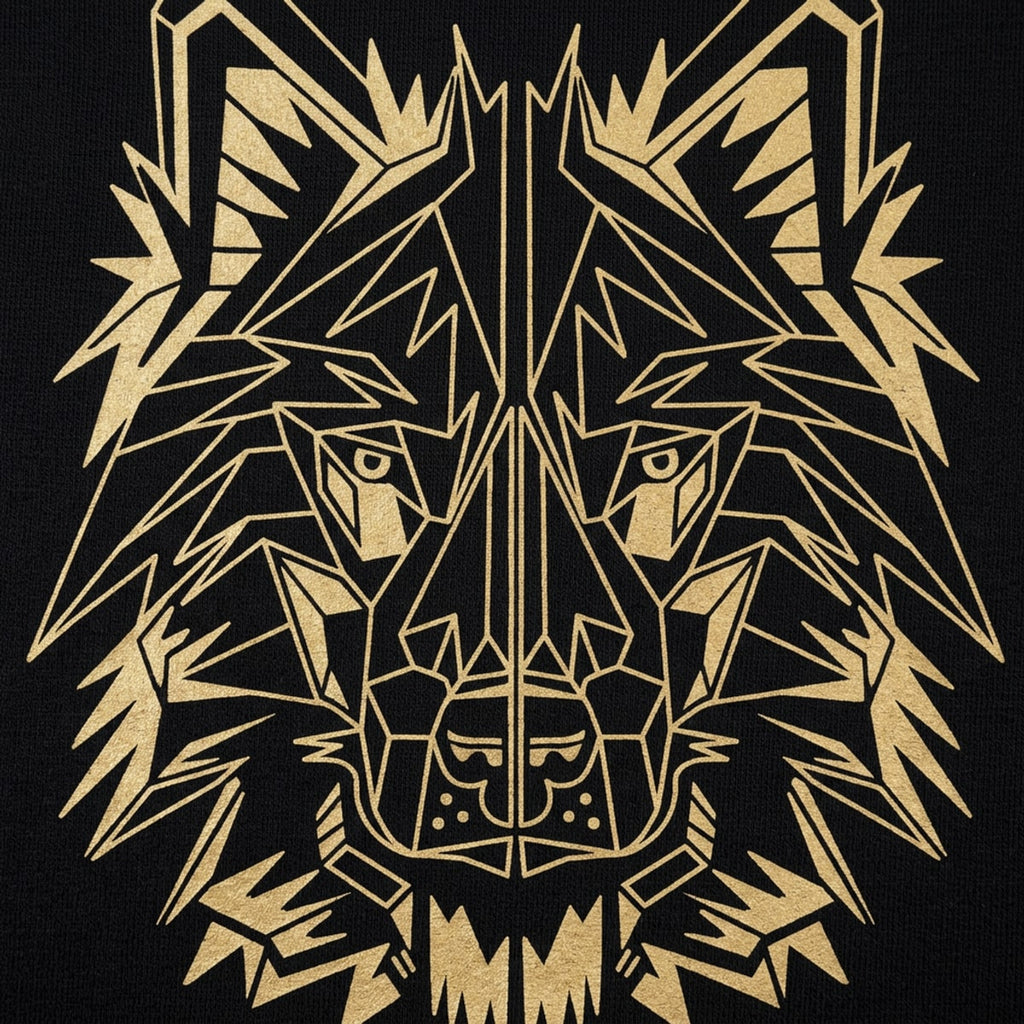 Polygon Wolf Geometric Gold Wolf Head Design