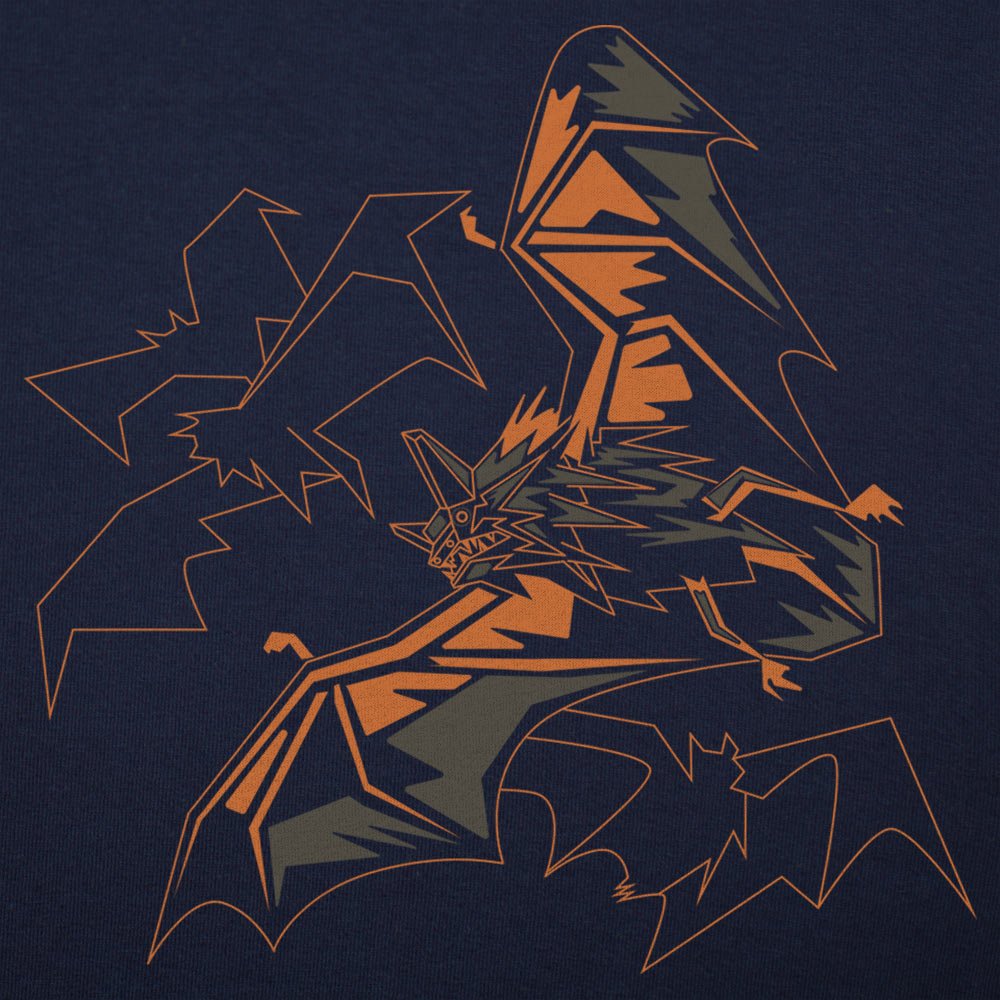 Polygon Bats Flying in Geometric Halloween Design