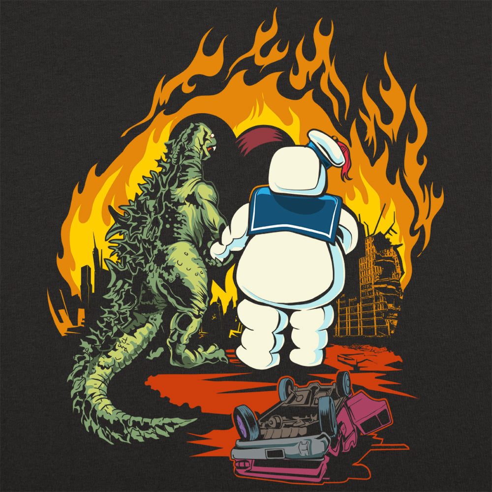 A Puft Zilla Moment Giant Marshmallow and Lizard Monsters Full Color