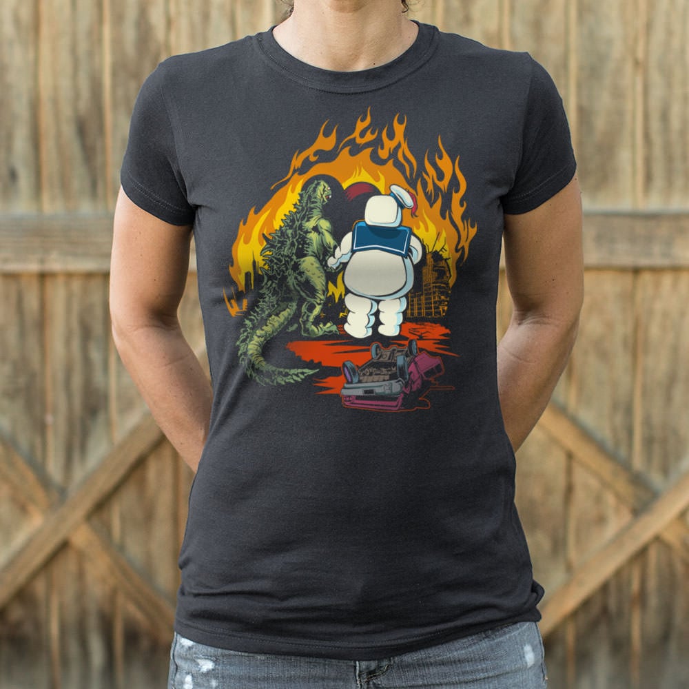 A Puft Zilla Moment Giant Marshmallow and Lizard Monsters Full Color