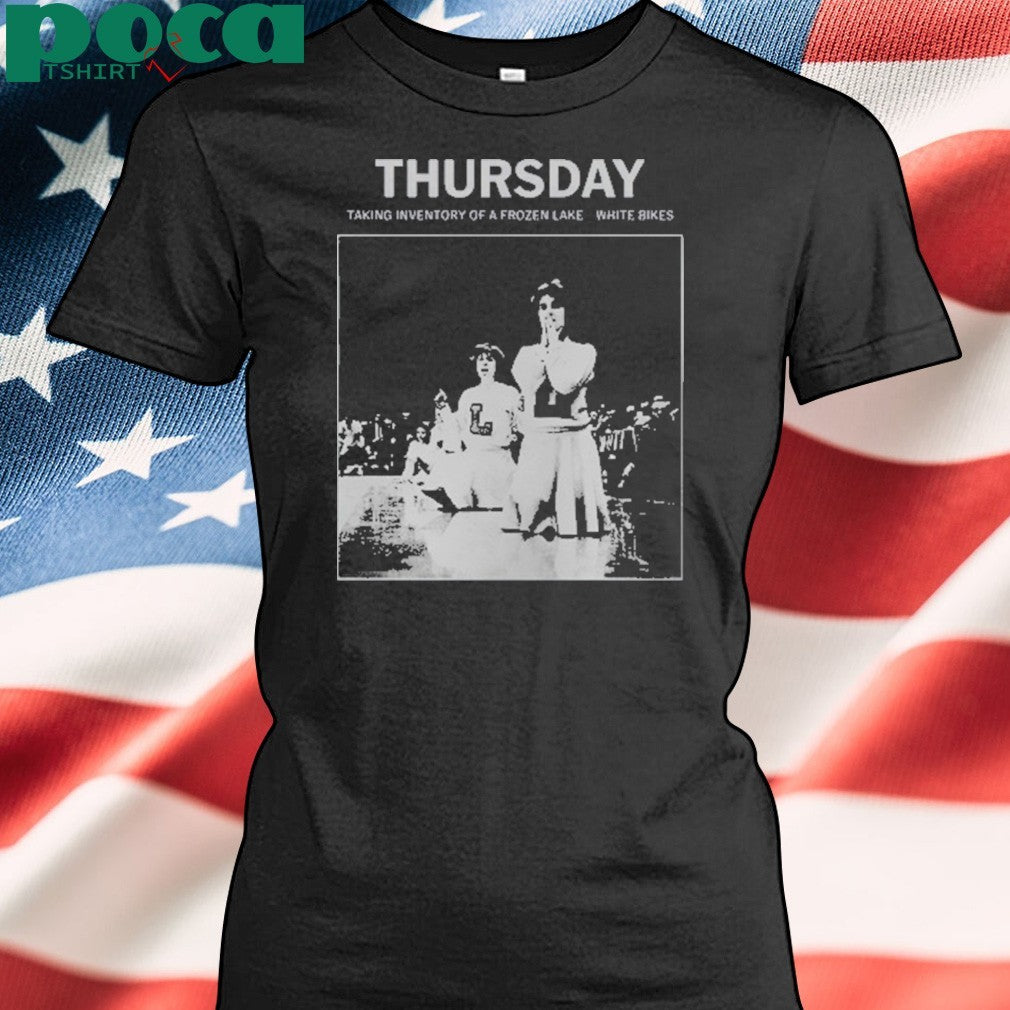 Thursday Taking Inventory Of A Frozen Lake White Bikes T-Shirt