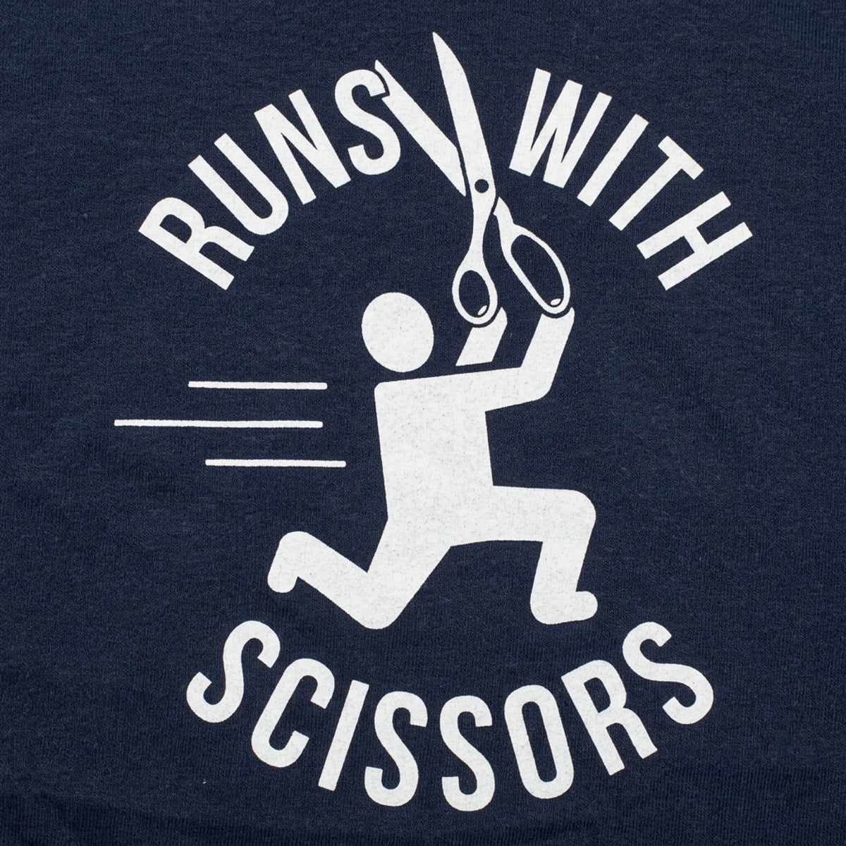 Runs With Scissors Stick Figure Warning Sign