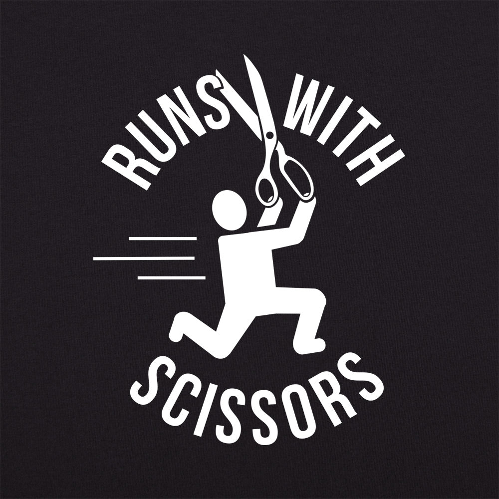 Runs With Scissors Stick Figure Warning Sign