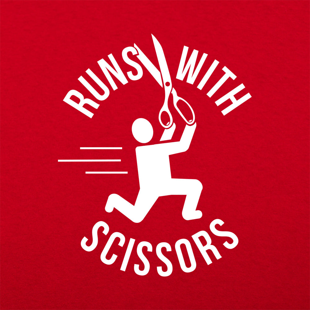 Runs With Scissors Stick Figure Warning Sign