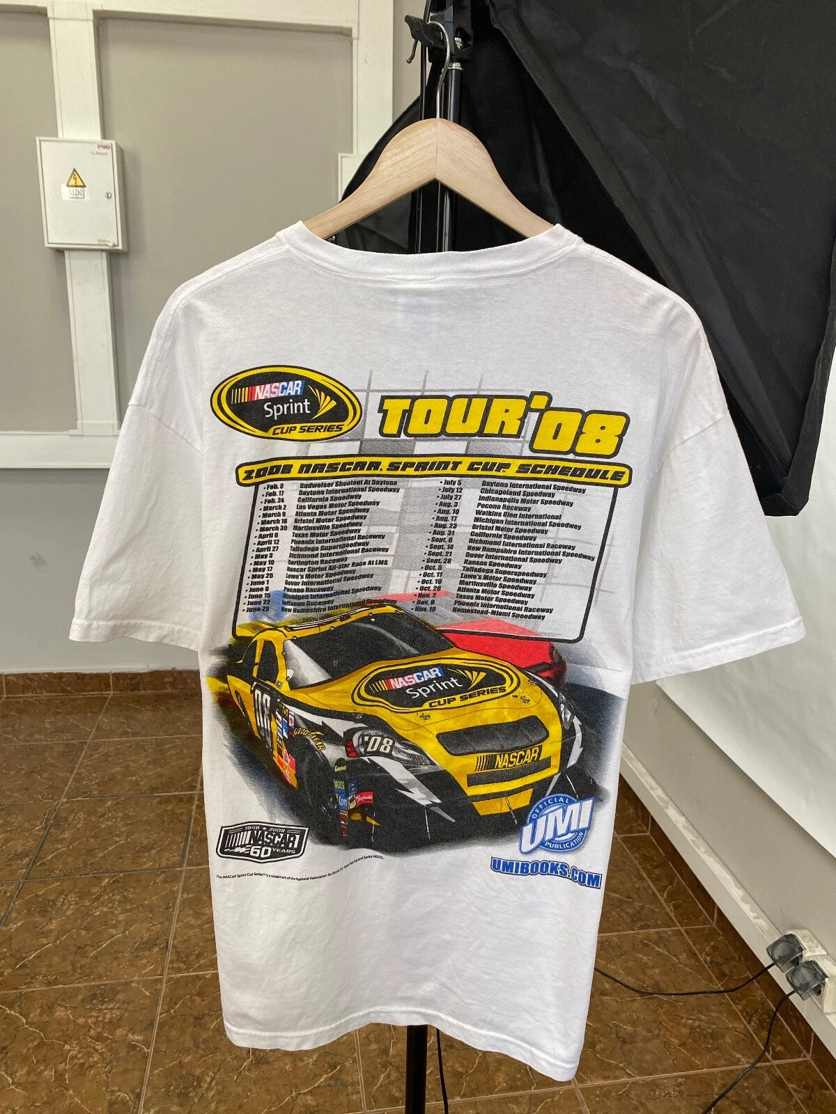 Vintage Y2K NASCAR Sprint 2008 Moto T-Shirt Retro Hype Rare size XL color white