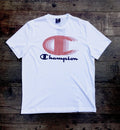 Champion White TShirt Men’s XL Tee Shirt Round Neck Spellout Printed Retro