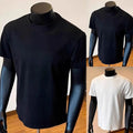 Polyester Solid Color Slim Fit T-Shirt for Men Short Sleeve Round Neck Top