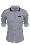 Men's Cargo Shirt Casual Slim Shirts Long Sleeve Button Down Tops Blouse