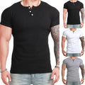 Ribbed Men's Short Sleeve T Shirt Casual Muscle Base Top for Daily Wear