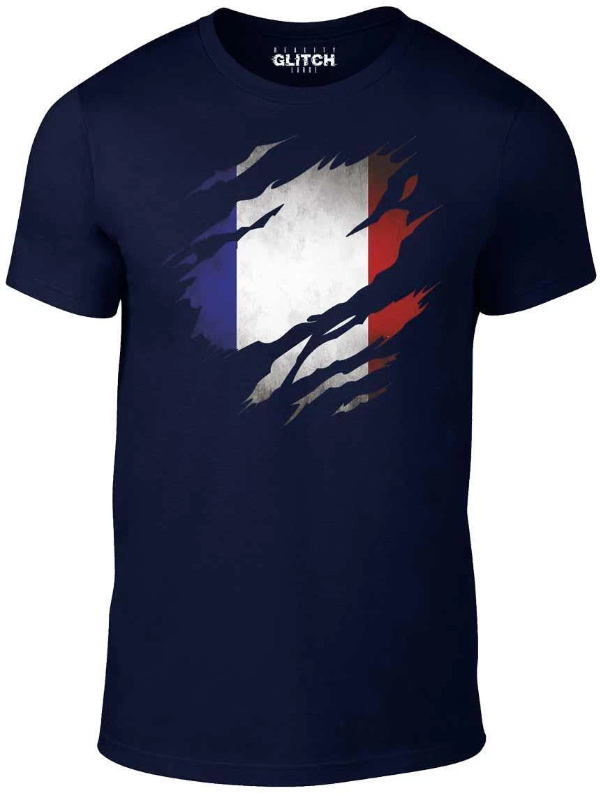 Torn France Flag - Funny t shirt country French retro fashion cool sport pride