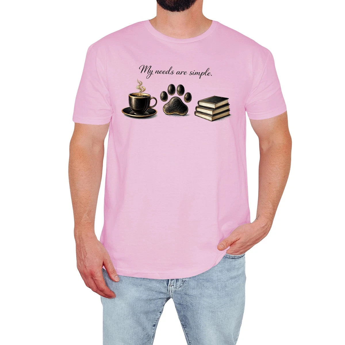 Funny Coffee Lover Mens T-Shirt My Needs Are Simple Retro Birthday Gift