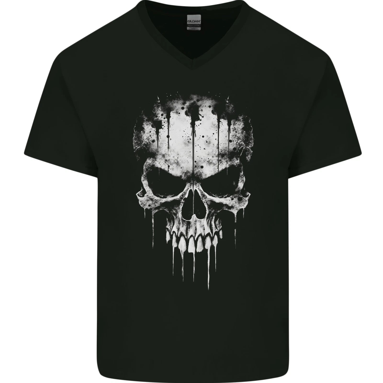 Dripping With Evil Skull Goth Gothic Heavy Metal Mens V-Neck Cotton T-Shirt