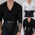 Men V Neck Shirt Breathable Fitness Regular Length 95%Polyester+5%Spandex