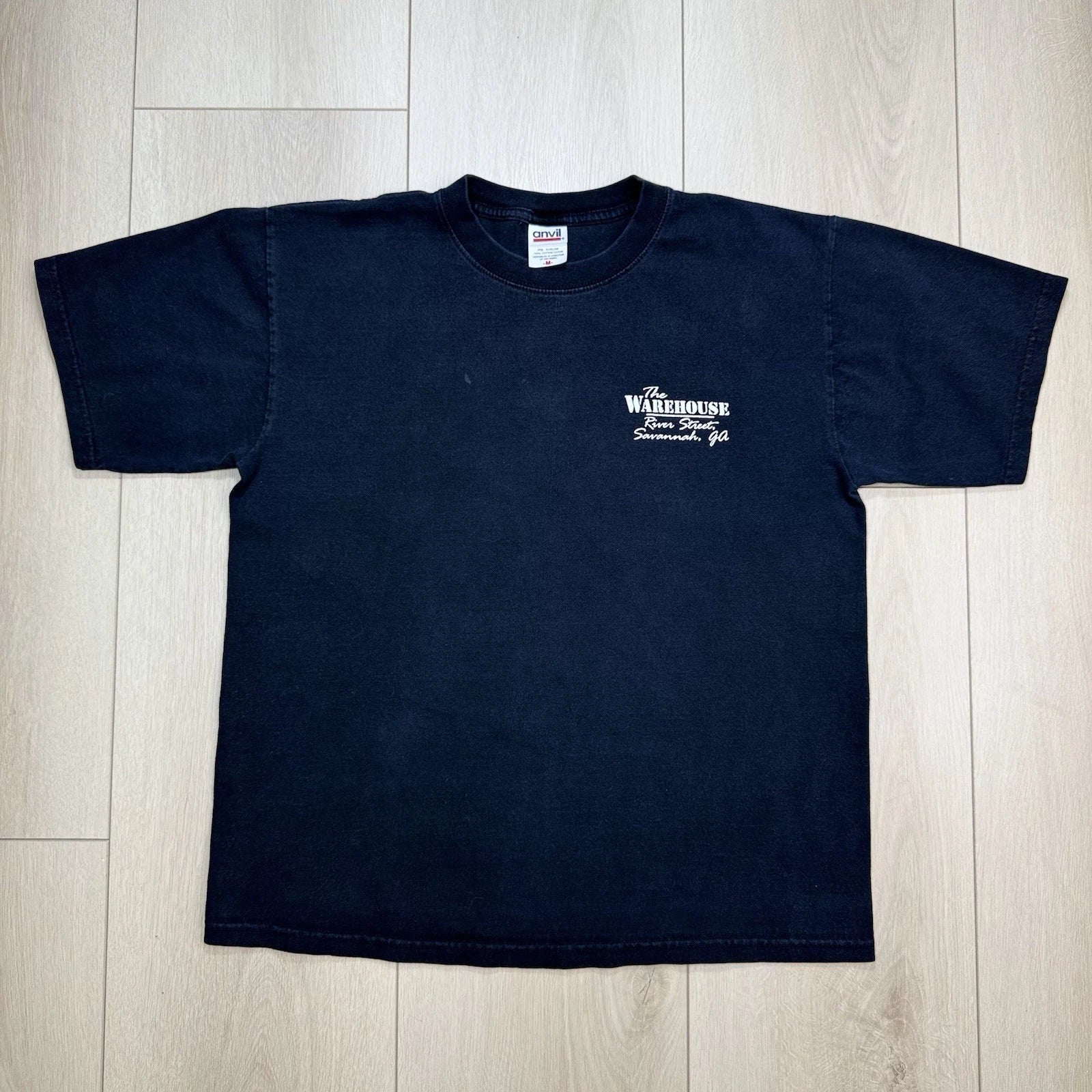 Anvil Black M Savannah GA Warehouse River Street Bar Graphic T Shirt Souvenir