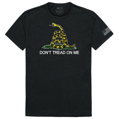 Don't Tread on Me 1776 Gadsden Flag Graphic Black Men's T-Shirt