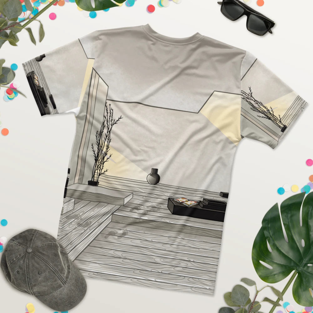 Mens Graphic T Shirt Minimalist Art Print Short Sleeve Windowed Elegance Tee