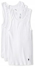 U.S. Polo Association Large Fit Mens White Logo 3 Pack Tanks NEW Ribbed Classic