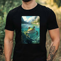 Mens Frog Swimming In Ocean Motif Cotton T-Shirt Size XS to 5XL