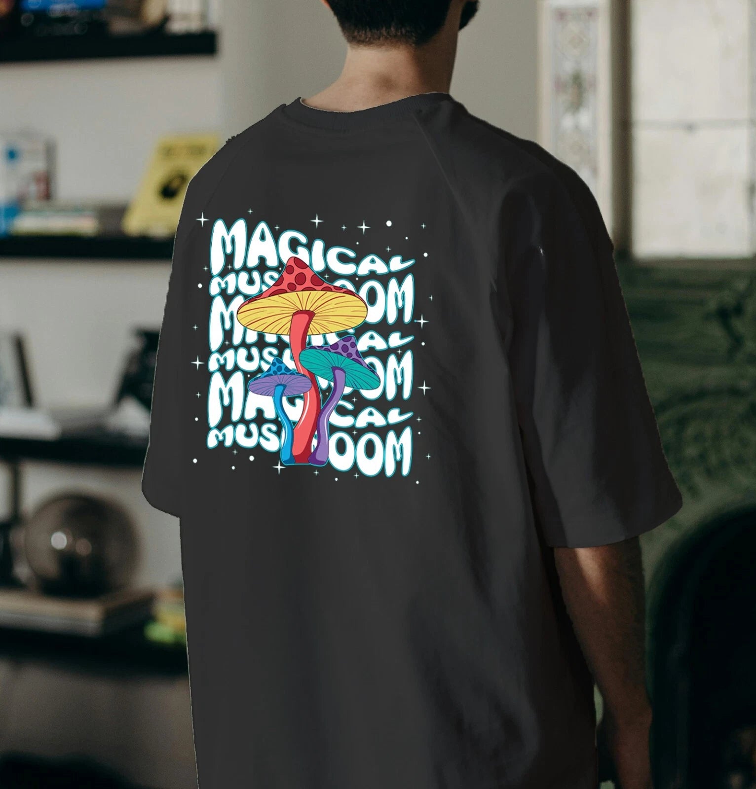 Unisex Slim Fit T-Shirt -  Magical Mushroom Original Student Summer Crewneck