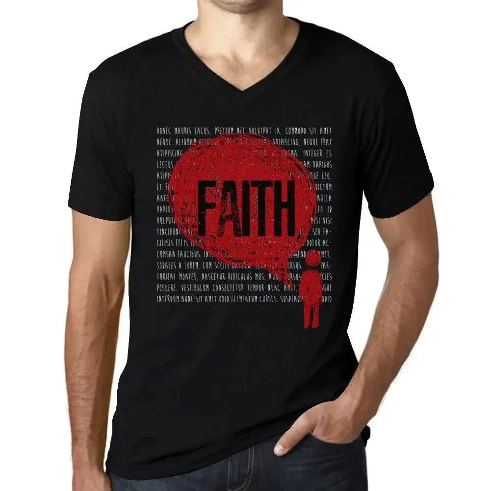 Men's Graphic T-Shirt V Neck Thoughts Faith Eco-Friendly Limited Edition