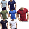 Mens Short Sleeve T-shirt Stretch Undershirt Casual Solid Color Slim Fit Tops