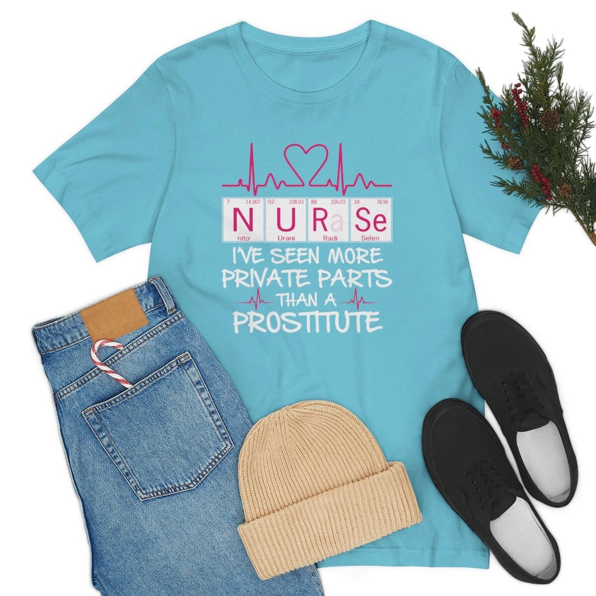 Funny nurse naked people gender neutral custom graphic Jersey Short Sleeve Tee