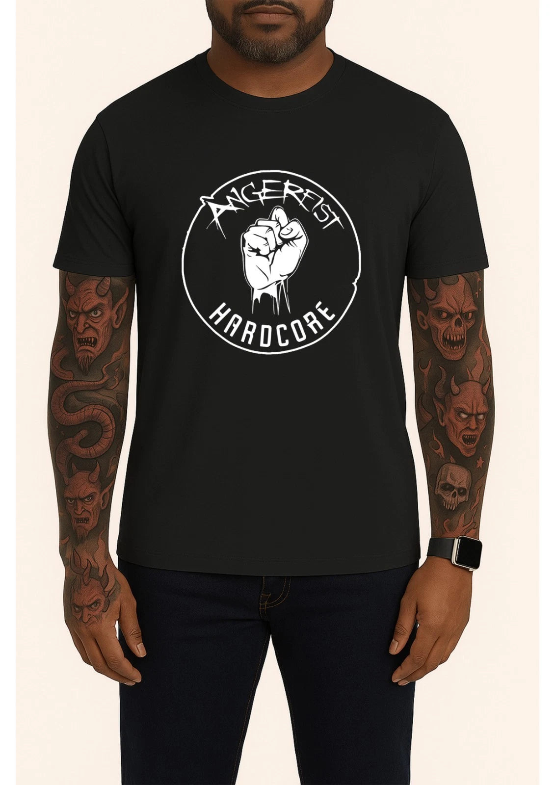 Angerfist Hardcore T-Shirt Gabber Dutch Hardcore Techno Rave Fist Logo Unisex Te