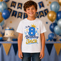 Personalised Birthday Crown Boys T-Shirt Custom Name Age Eight Kids Gift