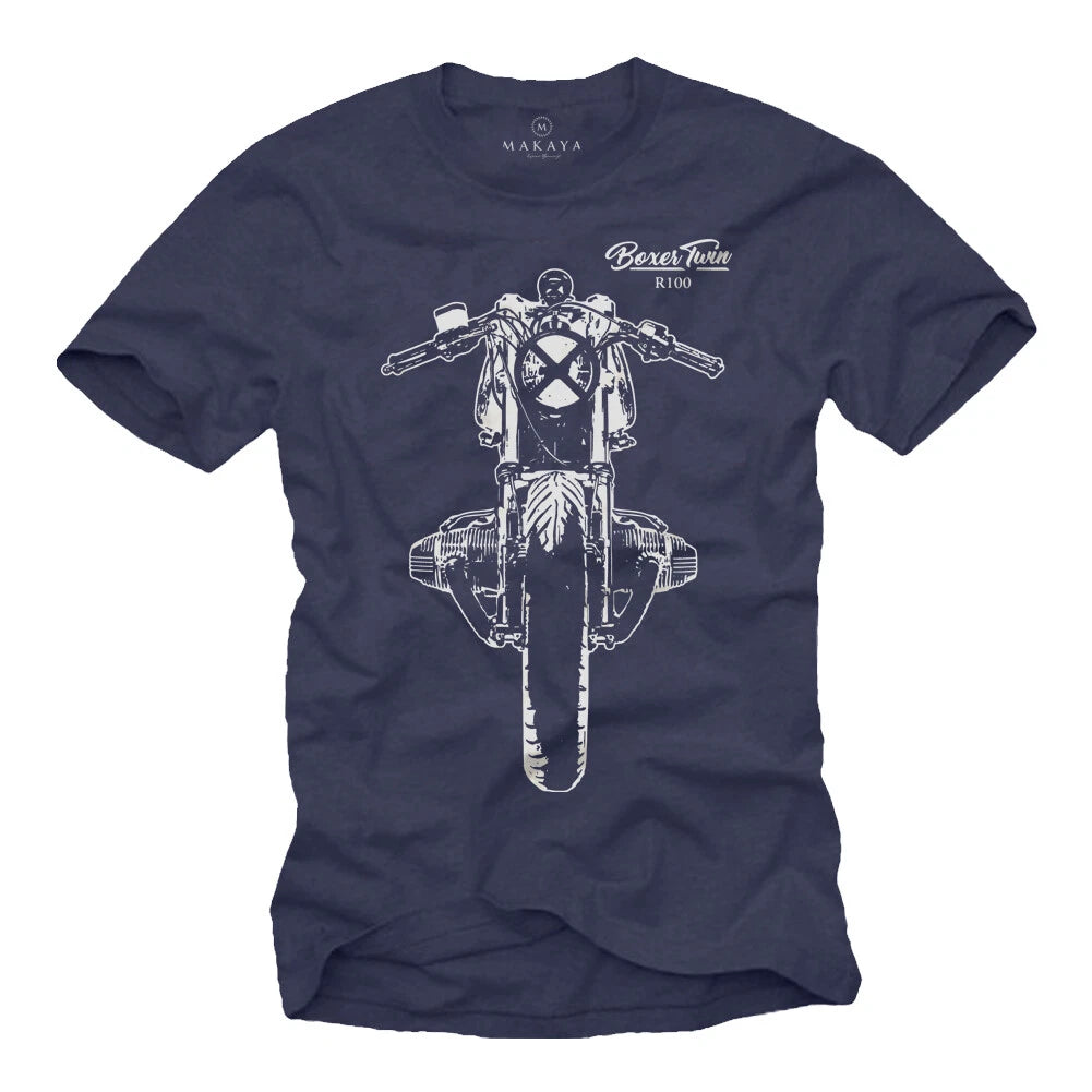 Motorcycle T-Shirt Mens Blue Boxer Cafe Racer R/80/100/1200 T Biker Gift