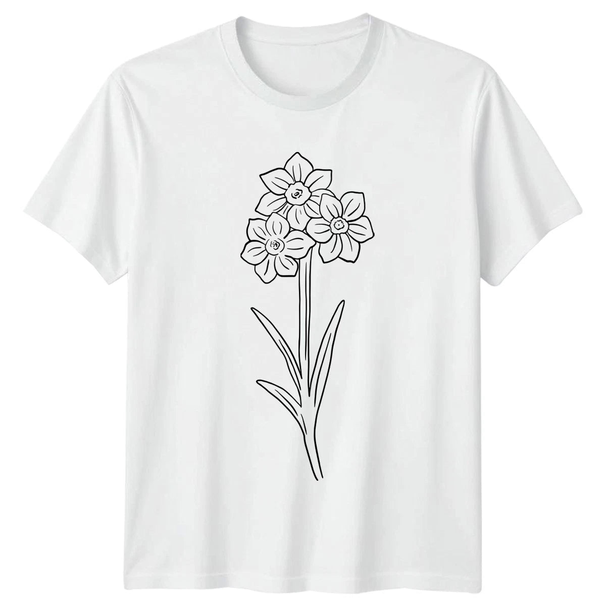 Simple Daffodil Flower Line Art T-Shirt Botanical Gardening Mothers Day
