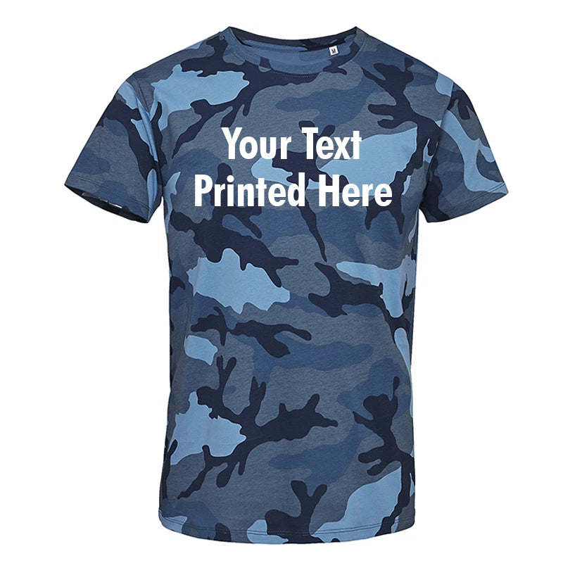 Mens Custom Camo T Shirt Tshirt Personalised Printed Text Stag Night Party Gift