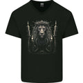 A Lion With Candles Mens V-Neck Cotton T-Shirt