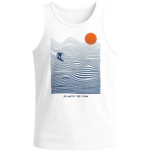 Mens Tank Top Surf Design Summer Graphic Shirt Minimalist Look Fashion