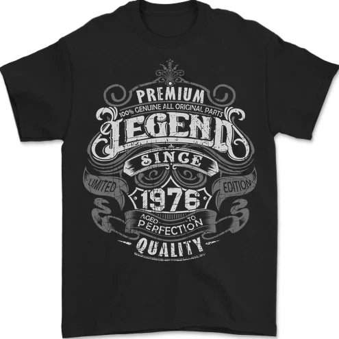 Premium Legend 50th Birthday 1976 Mens T-Shirt 100% Cotton