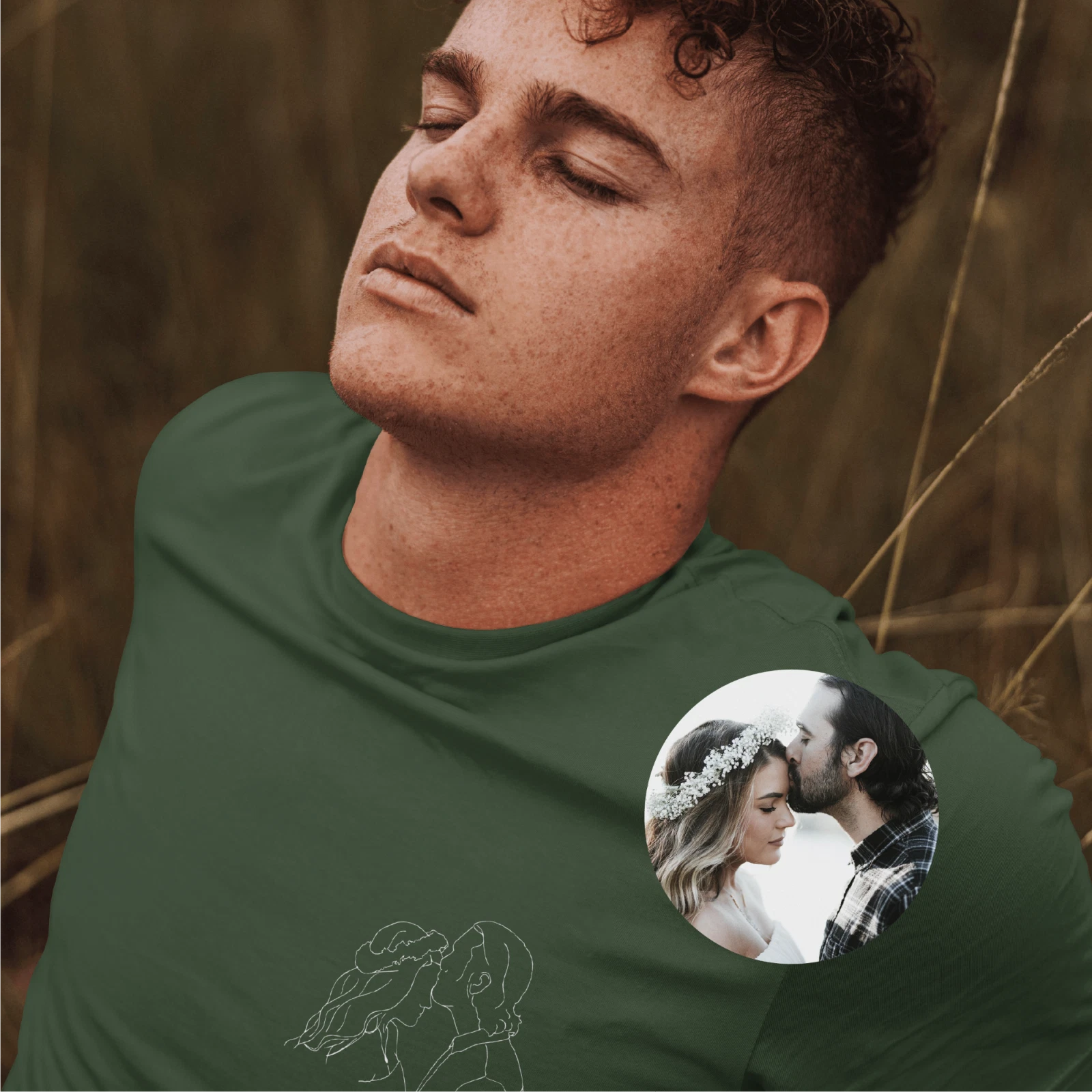 Custom Photo Outline Image Unisex T-Shirt Personalised Portrait Outline T-Shirt