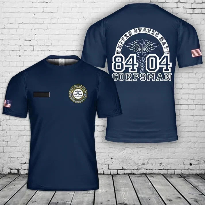Custom Name US Navy Corpsman 8404 AOP Shirt 3D T-Shirt Full Size S-5XL
