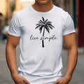 Palm Tree Printed Classic Crew Neck T-Shirt For Mens Summer Beach Holidays Tops
