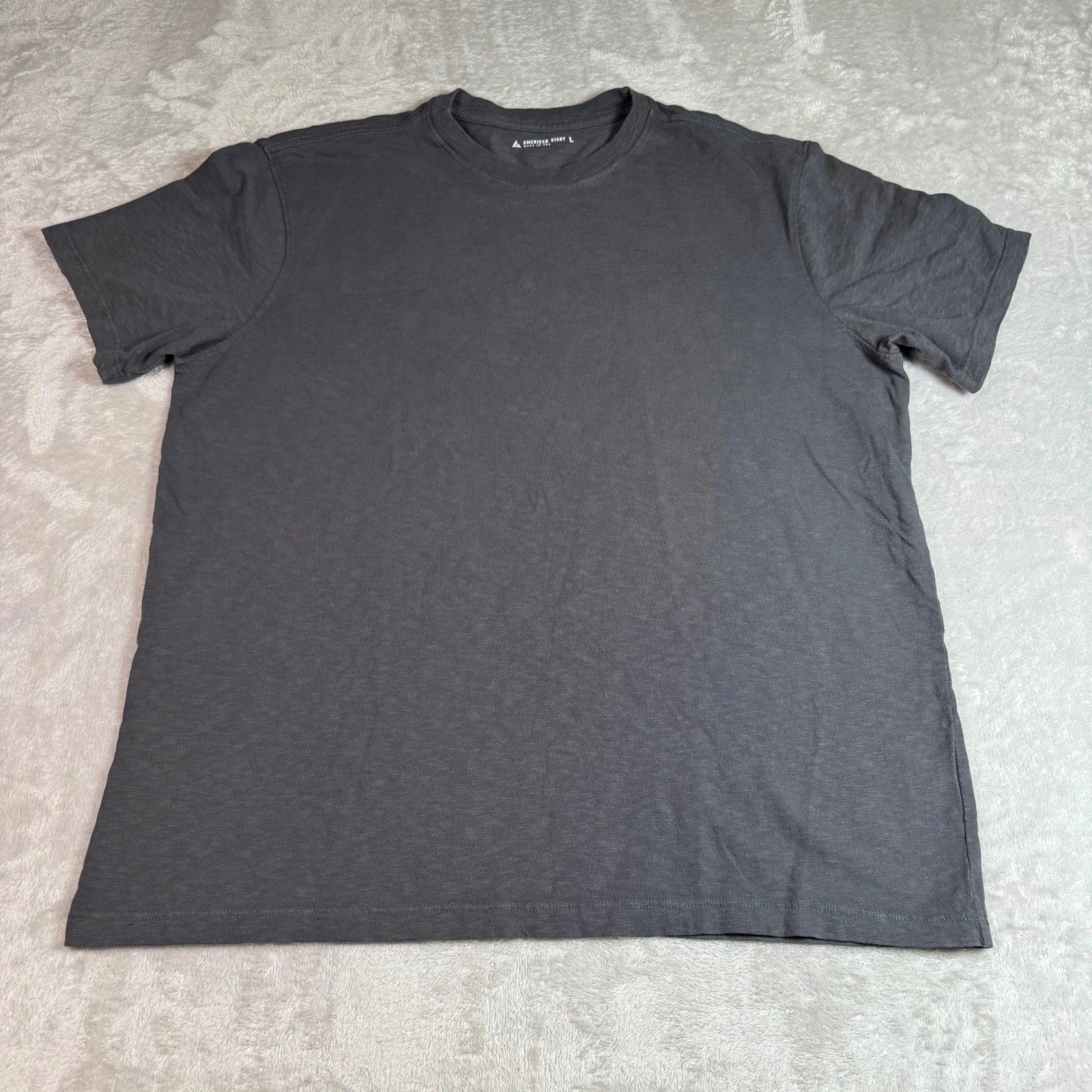 NWOT American Giant Mens Premium Slub Crew Neck T-Shirt L Gray Made in USA