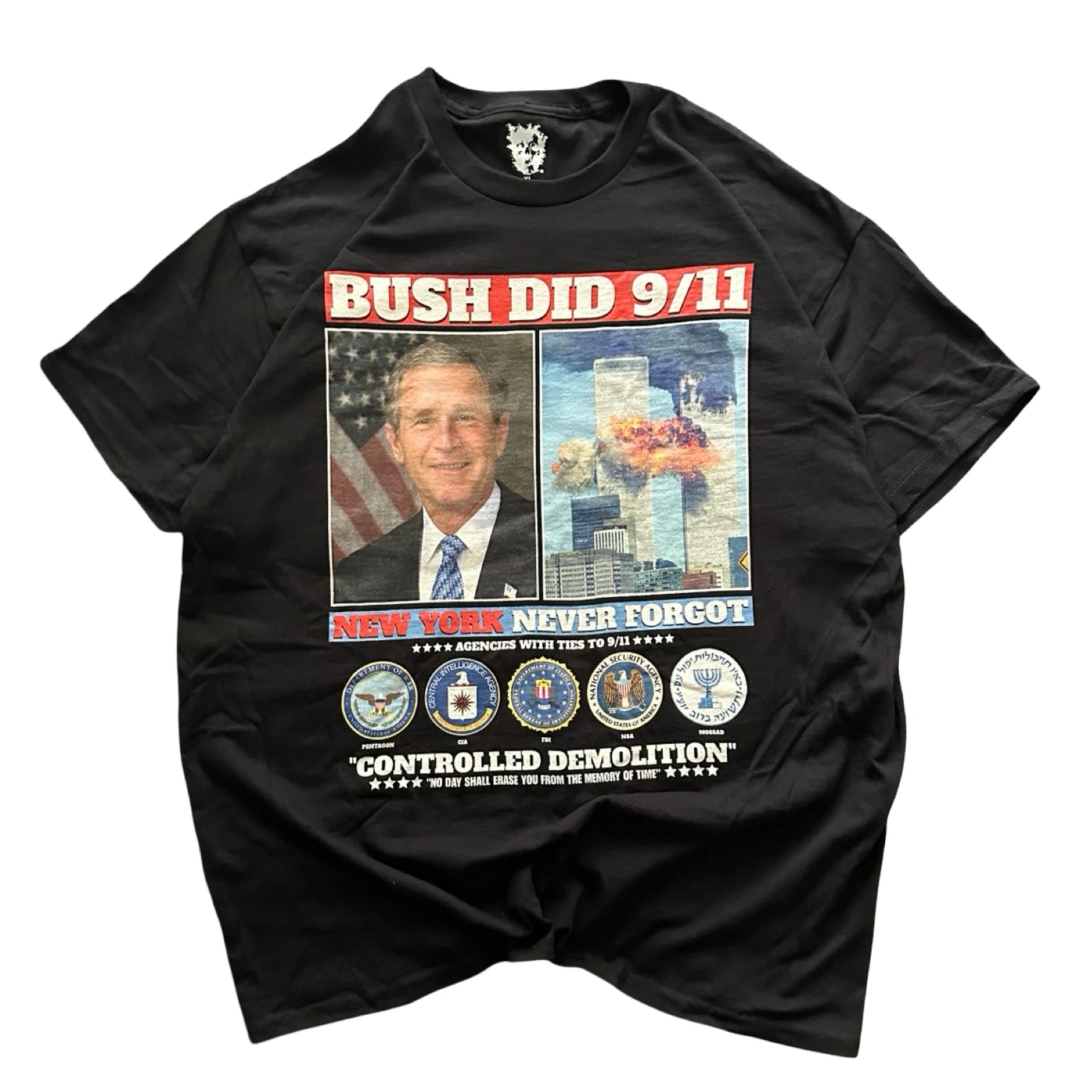 George Bush Did 9/11 Shirt Y2K Political Protest Streetwear Black Shirt Mens