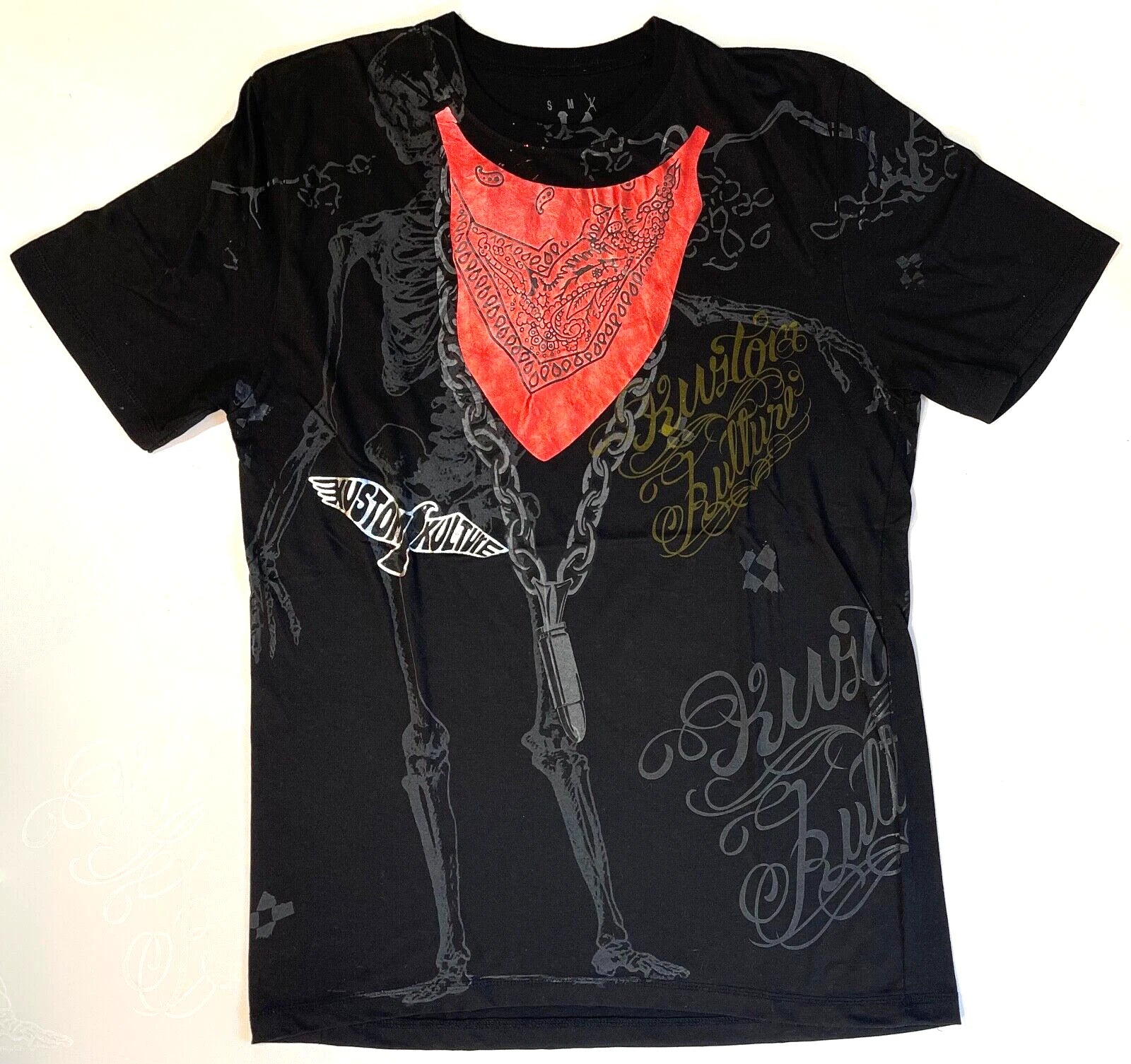 New Without Tags Vintage Kustom Kulture Men's Large Cotton T-Shirt w/Skeleton