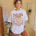 Feeling Good Positive Vibes Tee | Comfort Colors 1717 Chambray & White