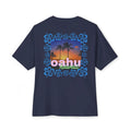 Oahu Sunset Palm Oversized Graphic Tee | Hawaii Floral Backprint